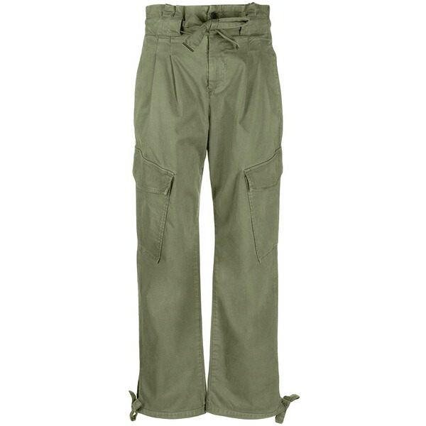 ピンコ レディース 心地好いズボン下 ボトムス Straight-leg stretch-cotton cargo trousers Green