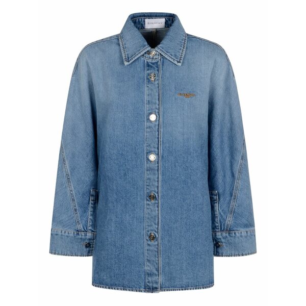 ジバンシー レディース シャツ トップス Denim button-fastening shirt Blue|asty