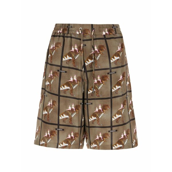 アイスバーグレタス メンズ 心地好いズボン下 ボトムス Printed shorts Brown