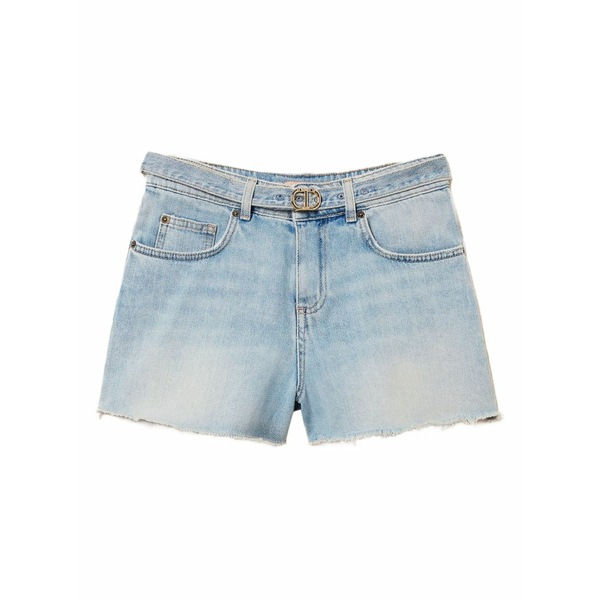 ツイン仕掛ける レディース 心地好いズボン下 ボトムス Belted denim shorts -