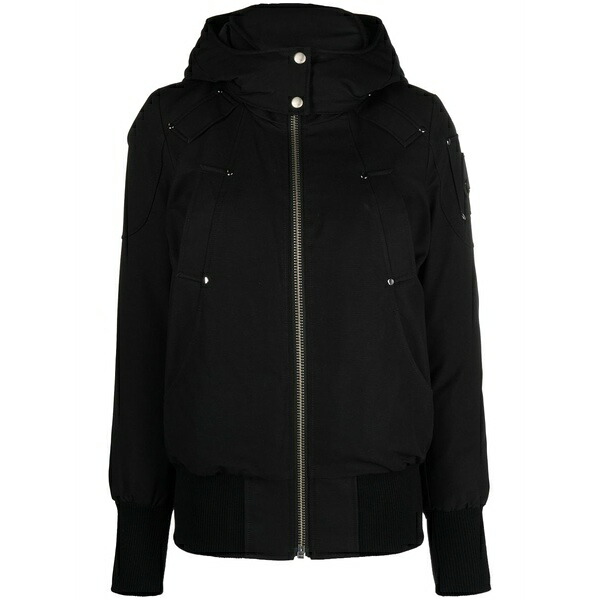 ムースナックルズ レディース 上衣＆上衣 アウター Ballistic high-neck studded hooded jacket Black