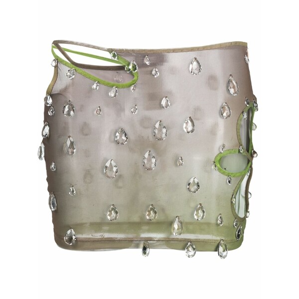 ジーシーディーエス レディース スコート ボトムス Sita drops crystal-embellished miniskirt Green