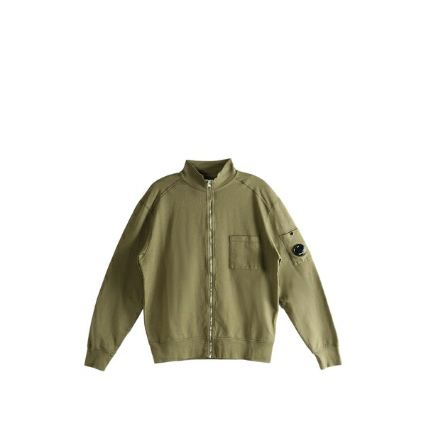 シーピーカンパニー メンズ パーカー・スウェットシャツ アウター Light fleece zip-up sweatshirt Green パーカー-トップス