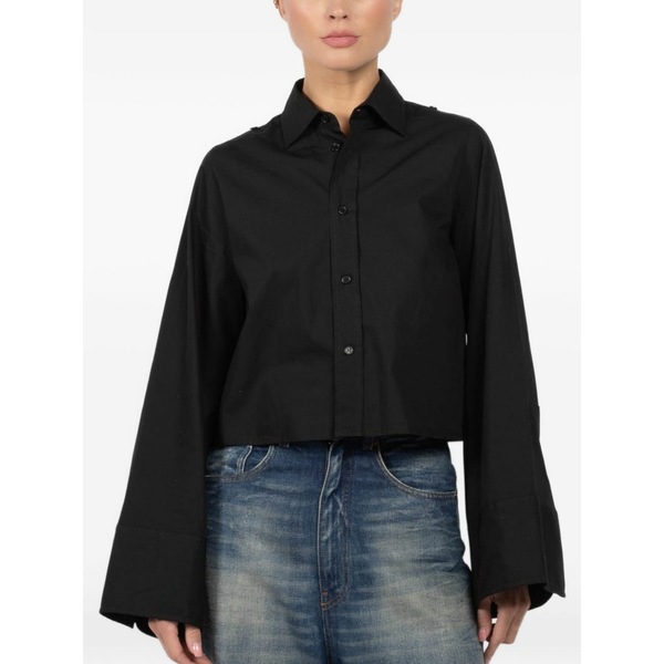 マルタンマルジェラ レディース ティーシャツ トップス Bell-sleeve cropped shirt Black レディースファッション-トップス