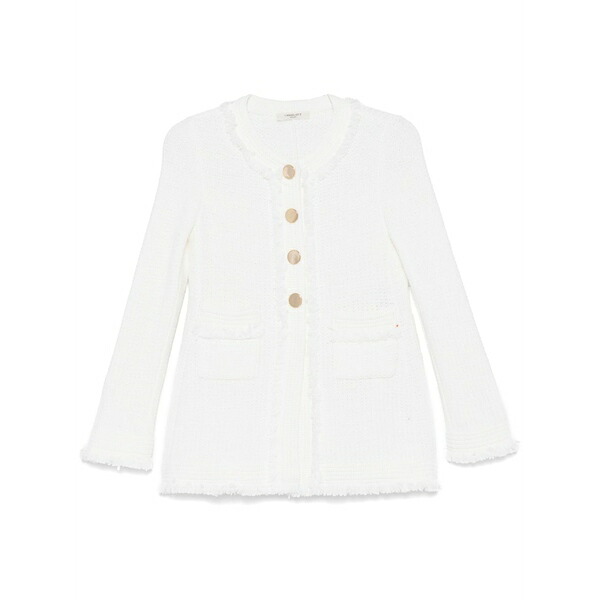 シャルロット レディース ジレー アウター Fringed cardigan White