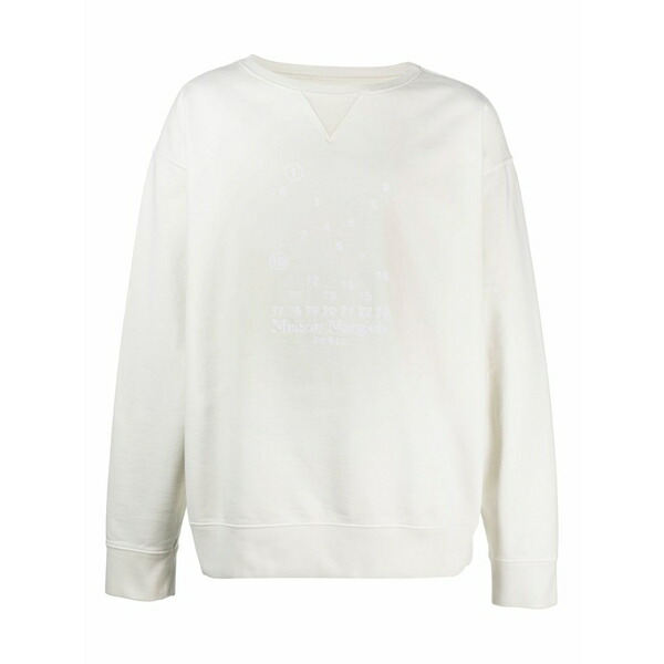 マルタンマルジェラ メンズ パーカー・スウェットシャツ アウター Numeric logo-embroidered sweatshirt White