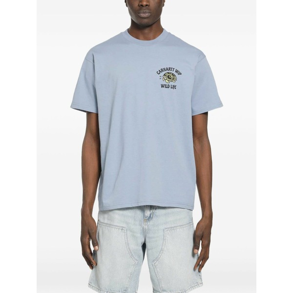 鉄道車両ハート型 メンズ プルオーバー トップス Wildlife graphic t-shirt Blue