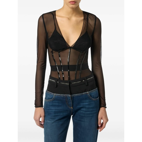 エリザベスフランキ レディース プルオーバー トップス Tulle blouse Black
