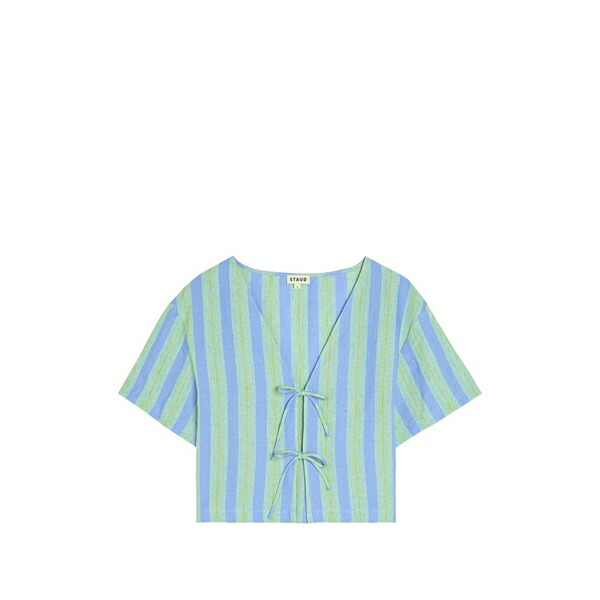 ステゥド レディース プルオーバー トップス Ava striped tie-fastening top Blue