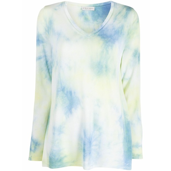 ル トリコット ペルージャ レディース Tシャツ トップス Tie-dye print long-sleeve top Blue|asty