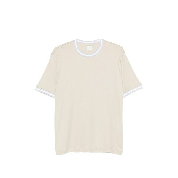 イレブンティ メンズ プルオーバー トップス Ribbed-trim t-shirt Neutrals