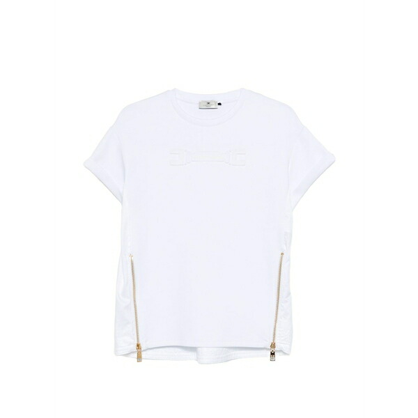 エリザベスフランキ レディース Tシャツ トップス Embossed zip t-shirt White|asty