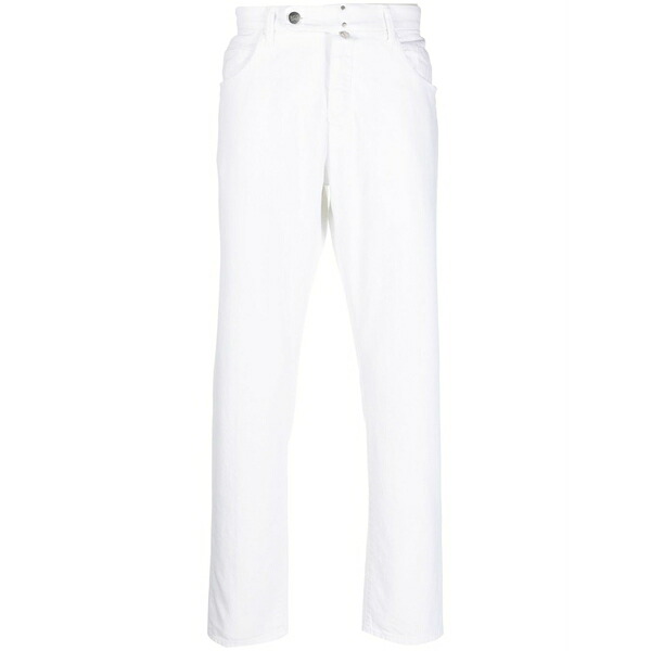 インコテックス メンズ 心地好いズボン下 ボトムス Off-centre button-fastening trousers White