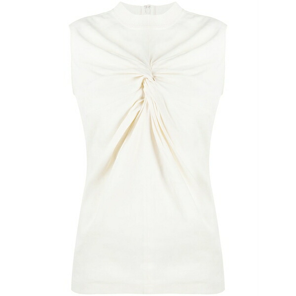 オフホワイト レディース Tシャツ トップス Knot-detail sleeveless t-shirt White|asty