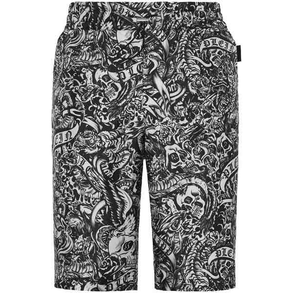 フィリッププレイン メンズ カジュアルパンツ ボトムス Tattoo-print silk shorts Black｜asty