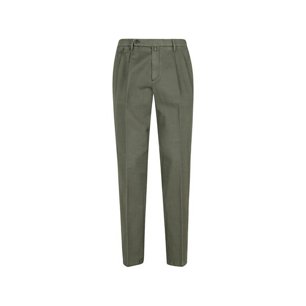 ブリ後押し 1949 メンズ 心地好いズボン下 ボトムス Button-fastening pleated trousers Green