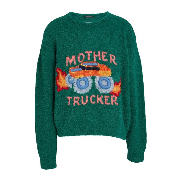 【貨物輸送無料】 母ちゃん レディース 編み物\u0026プルオーバー アウター Sweaters Green
