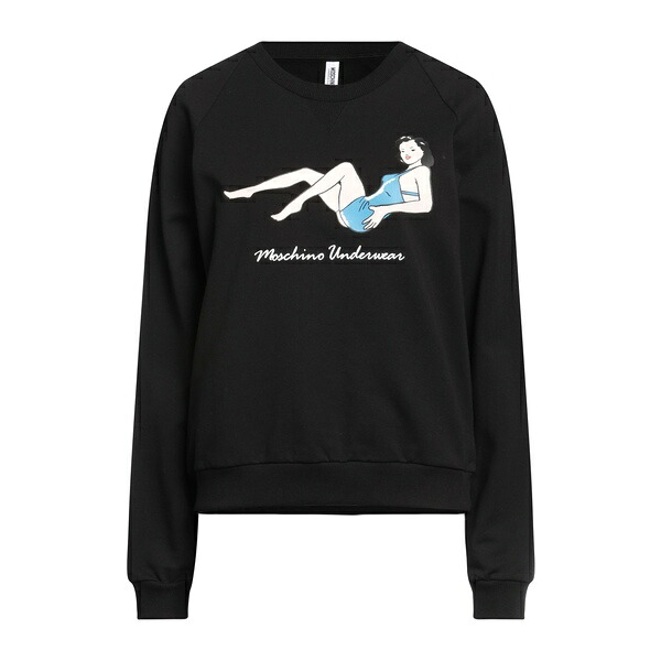 【貨物輸送無料】 モスキーノ レディース パーカー・スウェットシャツ アウター Sweatshirts Black レディースファッション-トップス-スウェット・トレーナー