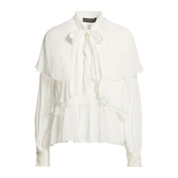 【貨物輸送無料】 ツイン書き割り レディース ティーシャツ トップス Tops White