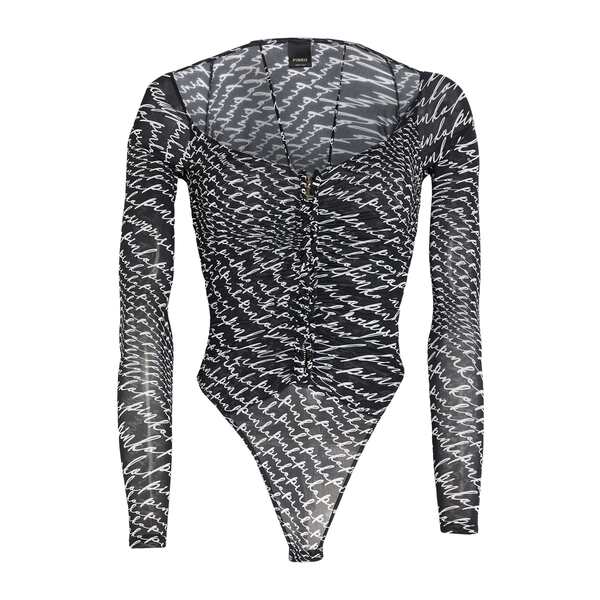 【送料無料】 ピンコ レディース Tシャツ トップス Bodysuits Black|asty