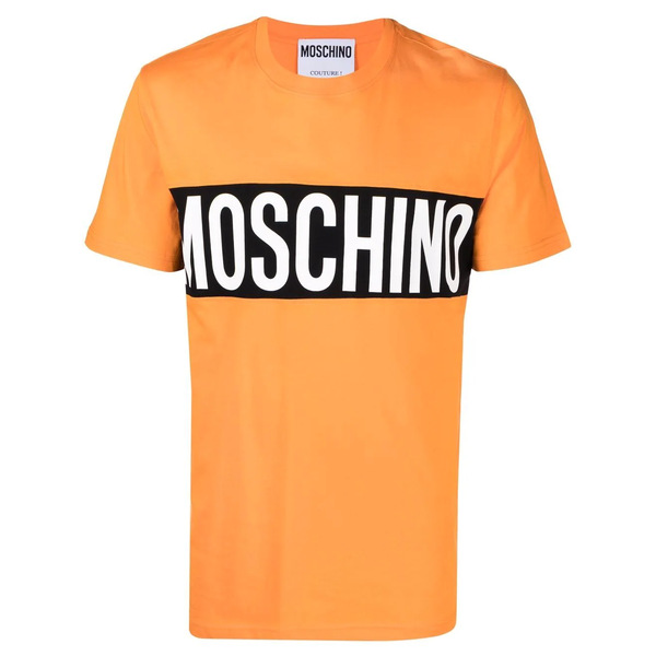 激安通販新作 モスキーノ メンズ Tシャツ トップス ロゴ orange black white fucoa.cl