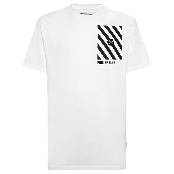 フィリップ飾り気の無い メンズ プルオーバー トップス Striped cotton t-shirt  White