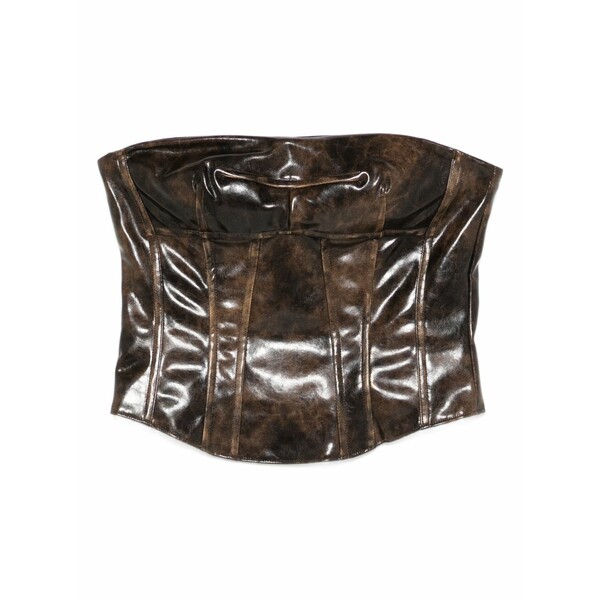 パトリツィア ペペ レディース シャツ トップス Coated zip-up corset Brown|asty
