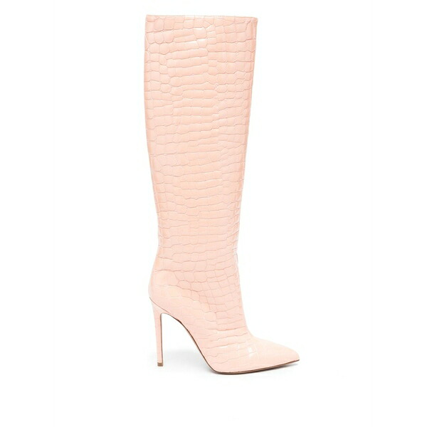 光の都市一つ星の州 レディース ブーツ シューズ 120粍 crocodile-embossed leather boots Pink