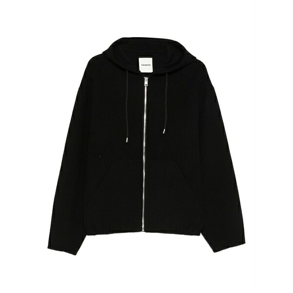 サンドロ メンズ ジャケット＆ブルゾン アウター Hooded-neck jacket Black｜asty