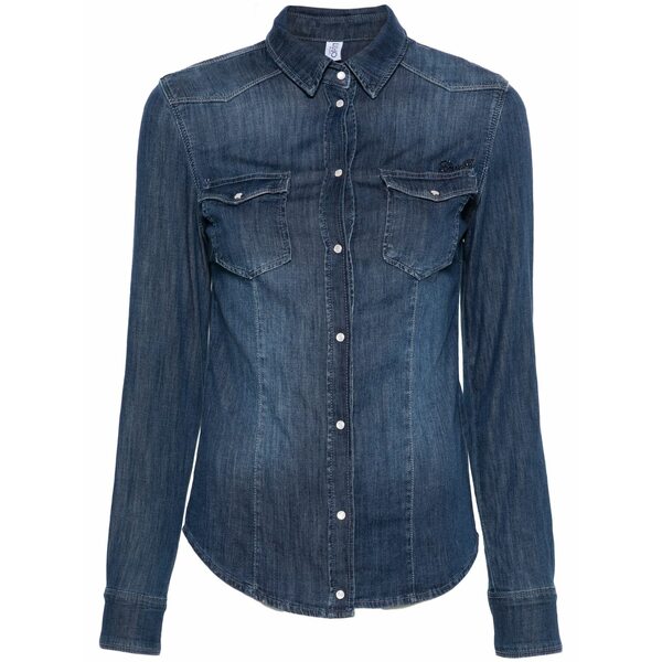 リュージョー レディース シャツ トップス Logo-appliqu茫漏 denim shirt Blue|asty