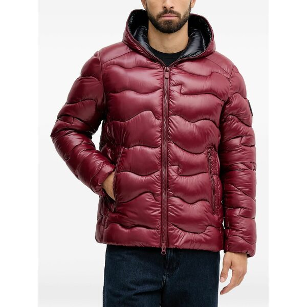 セーブザダック メンズ 上衣＆上衣 アウター Hooded wavy quilted jacket Red コート・ジャケット-メンズファッション