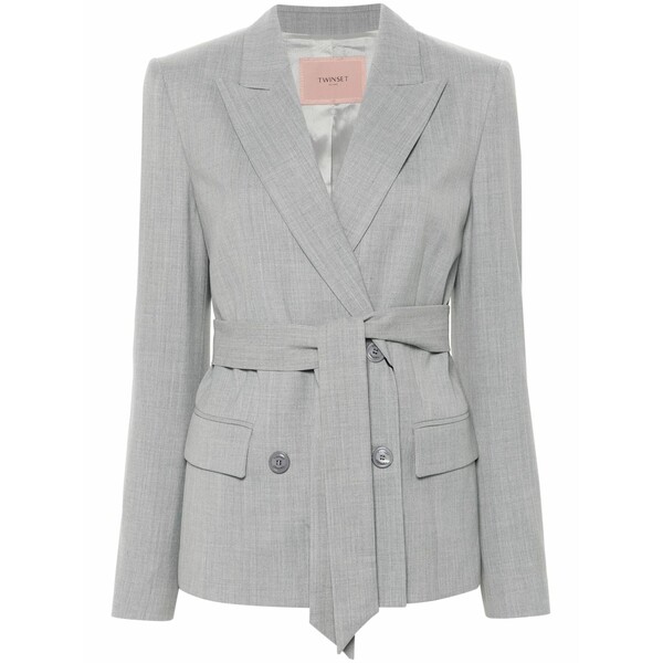 ツインセット レディース ジャケット＆ブルゾン アウター Belted blazer Grey｜asty