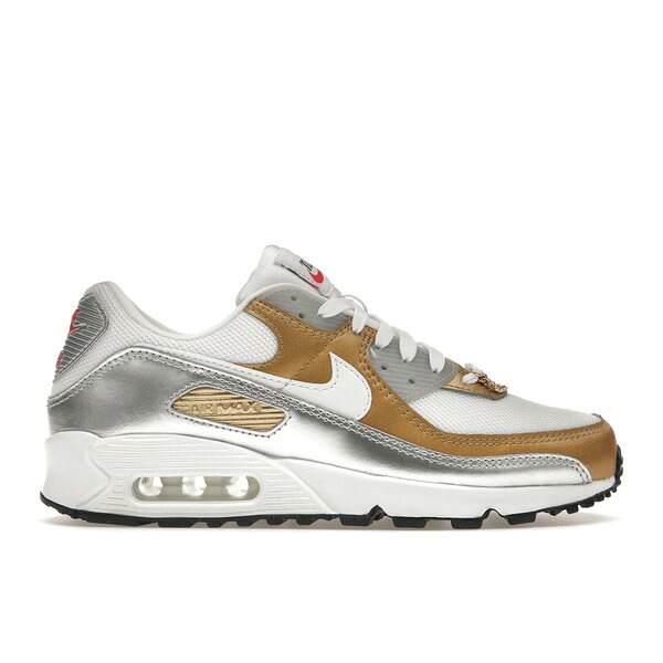 Nike ナイキ レディース スニーカー 【Nike Air Max 90 SE White Metallic Gold (Women's)】 サイズ US_7(24.0cm) White/White/Metallic Gold/Metallic Silver|asty