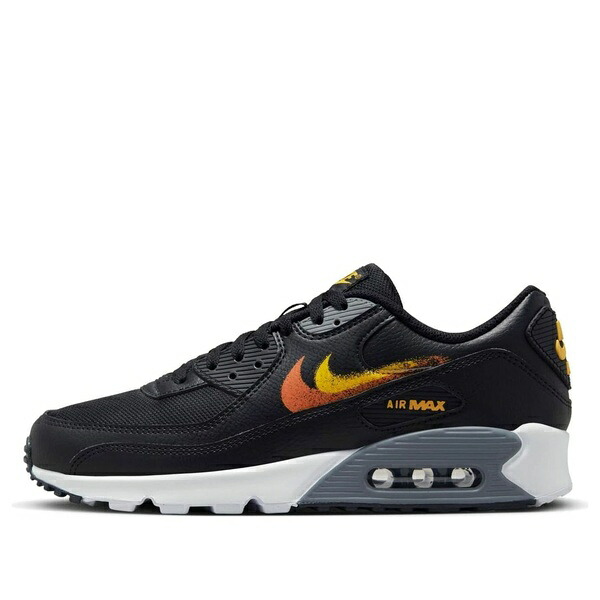 Nike ナイキ メンズ スニーカー  【Nike Air Max 90 \u0027Spray Paint Swoosh - Black Gold Orange\u0027 FJ4229-001】  大きさ US_5.5(23.5糎)