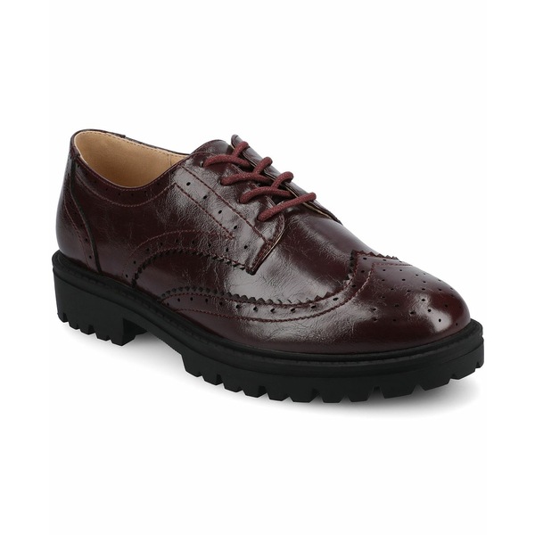 ジャーニーコレクション レディース スリッポン・ローファー シューズ Women's Claudiya Lug Sole Lace Up Oxford Loafers Oxblood画像