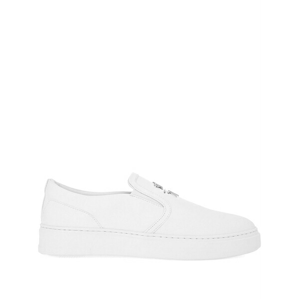 フィリップ飾り気の無い メンズ スニーカー シューズ Leather slip-on sneakers White