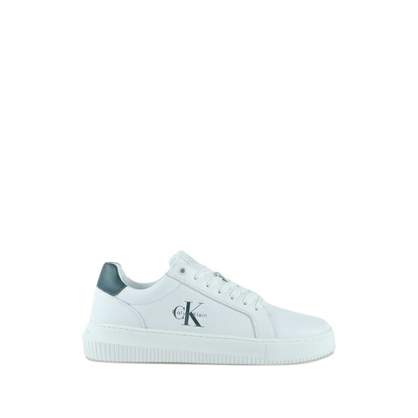 カルバンクライン メンズ スニーカー シューズ Logo-print leather sneakers White
