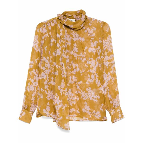 エリザベスフランキ レディース プルオーバー トップス Voile printed blouse Yellow