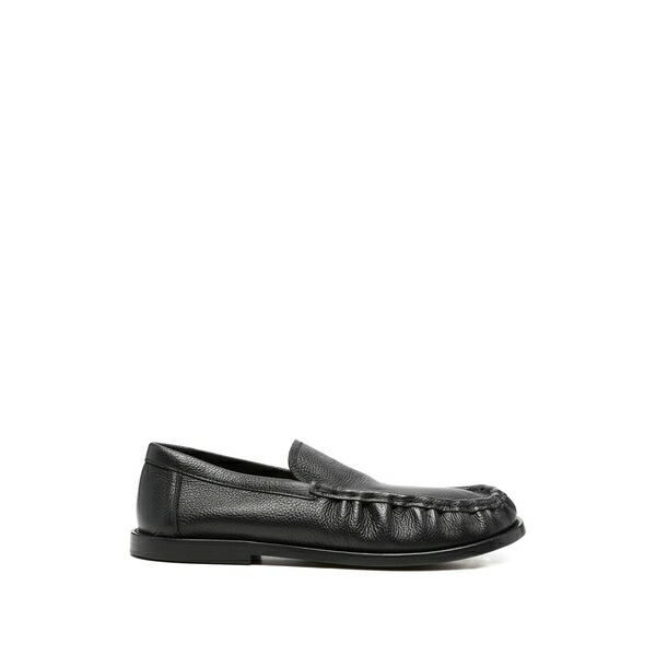 パウラ メンズ スリッポン・ローファー シューズ Grained-leather gathered loafers Black|asty
