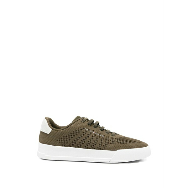 トミー ヒルフィガー メンズ スニーカー シューズ Knit suede-trim sneakers Green
