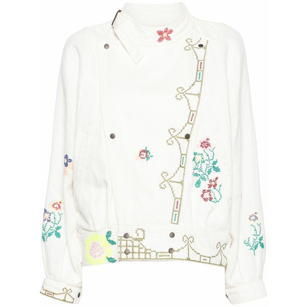 フォルテ フォルテ レディース 上衣＆上衣 アウター Motif-embroidered denim jacket White