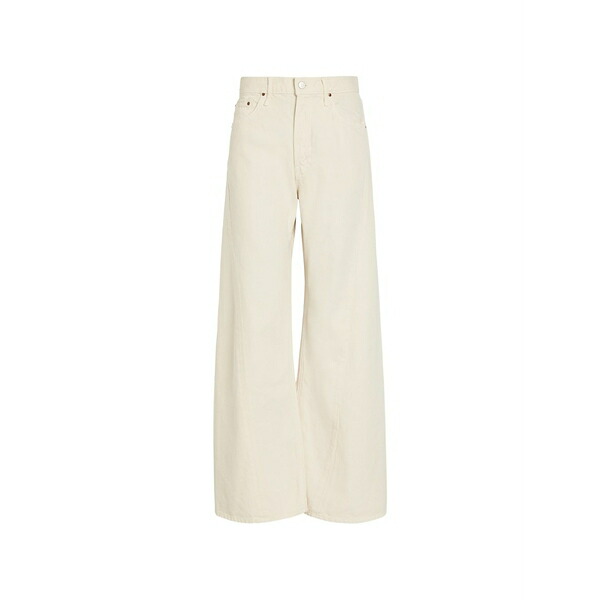 お母さん レディース ジーンズズボン下 ボトムス Panelled wide-leg jeans White