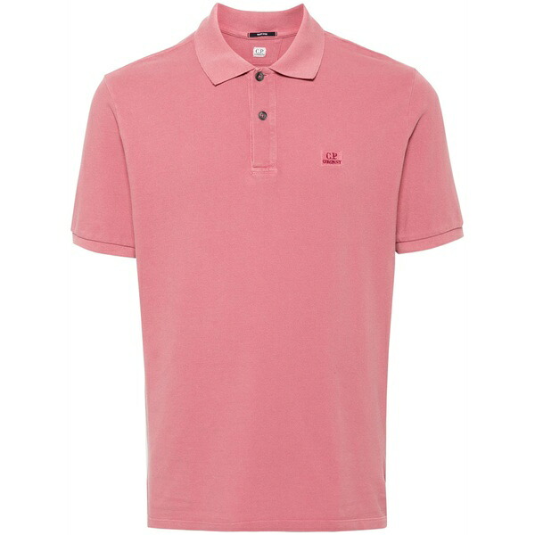 シーピーカンパニー メンズ スポーツシャツ トップス Logo-embroidered polo shirt Pink