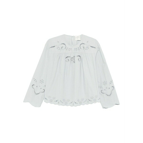フォルテ フォルテ レディース プルオーバー トップス Embroidered scalloped blouse Blue