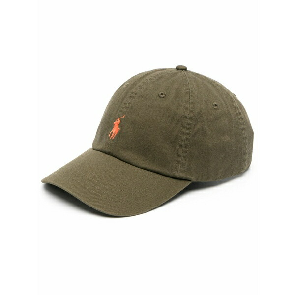ラルフローレン レディース 鳥打ち帽 付属物 Embroidered-logo cotton cap Green