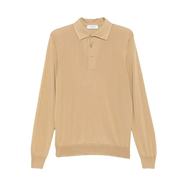 グランサッソ メンズ スポーツシャツ トップス Long-sleeve polo shirt Brown