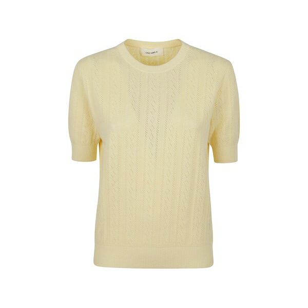 リサ・ヤン レディース ティーシャツ トップス Pointelle-knit short-sleeve top Yellow