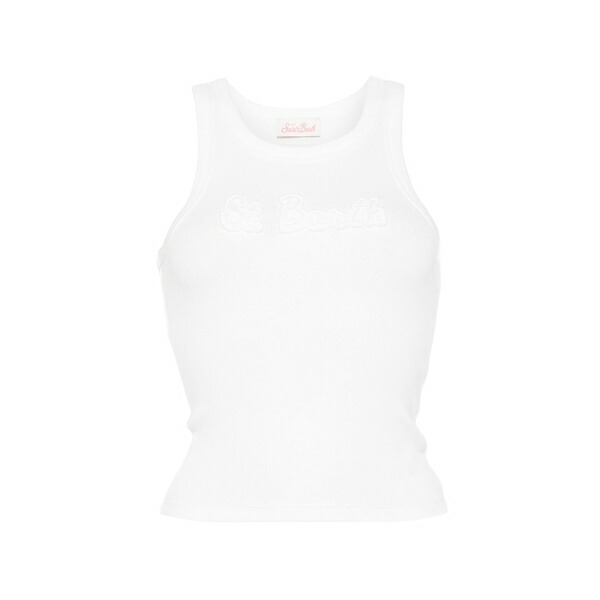 エムシーツーセイントバース レディース カットソー トップス Ada logo-embroidered tank top White