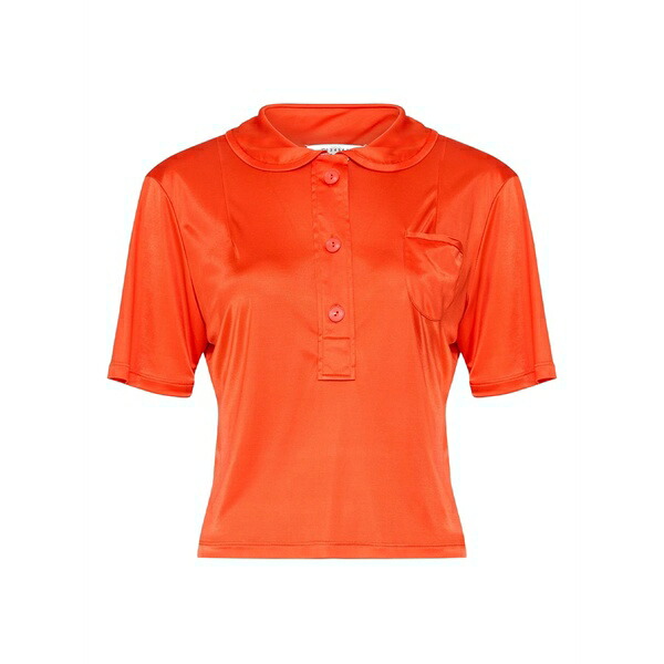 マルタンマルジェラ レディース スポーツシャツ トップス Satin polo shirt Orange