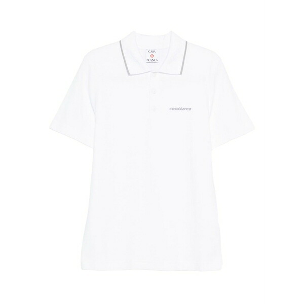 カサブランカ メンズ スポーツシャツ トップス Logo-embroidered polo shirt White